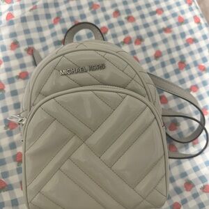 Michael Kors Silver Quilted Backpack